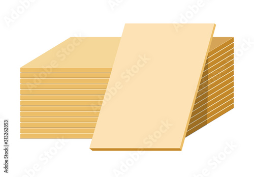 Gypsum sheets or drywall panels stack, building material