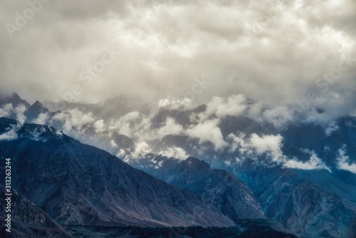 Low hanging clouds along the Karakoram Highway in northern Pakistan, taken in August 2019