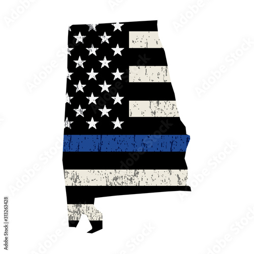 State of Alabama Police Support Flag Illustration