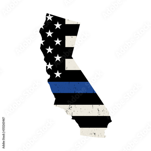State of California Police Support Flag Illustration