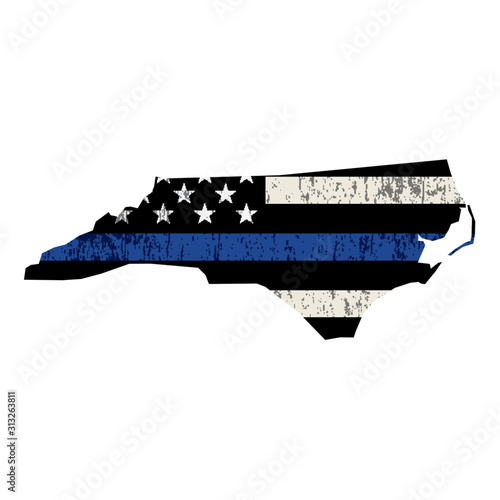 State of North Carolina Police Support Flag Illustration