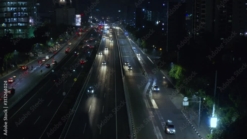 Beautiful aerial view of traffic highway at night Beautiful aerial view of traffic highway at night