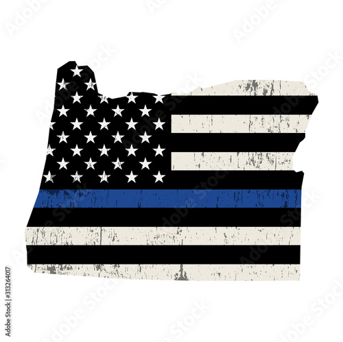 State of Oregon Police Support Flag Illustration