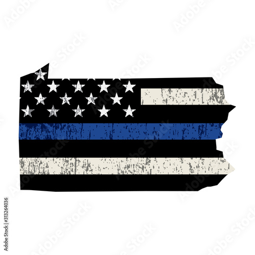 State of Pennsylvania Police Support Flag Illustration
