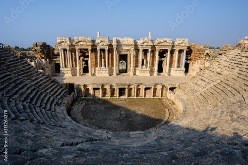 2nd century Roman Theatre at ancient city of Hierapolis in Pamukkale, Turkey