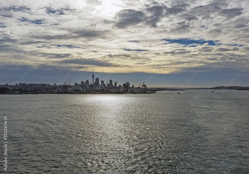 The skyline of Auckland, New Zealand