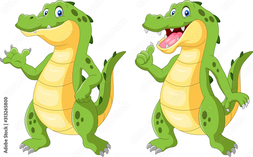 Fototapeta premium Happy crocodile standing and waving hand