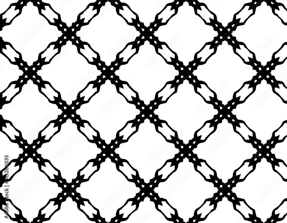 Fototapeta premium Abstract geometric pattern in ornamental style. Black and white color. Seamless design texture.