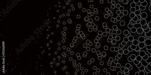 Dark Blue, Yellow vector background with bubbles. Abstract colorful disks on simple gradient background. Pattern for booklets, leaflets.