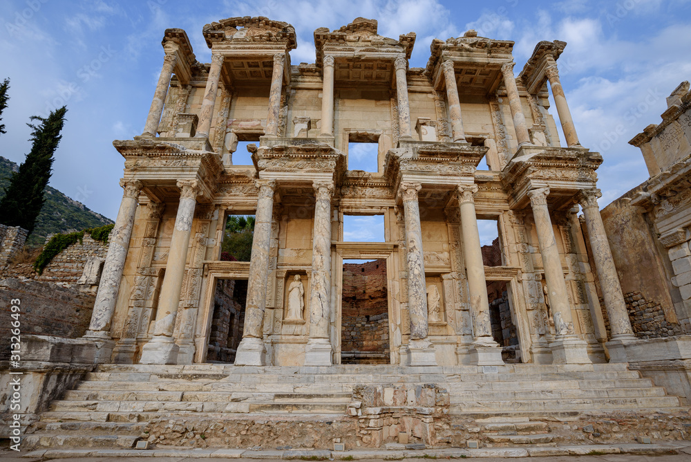 Library of Celsus, 2nd century Roman building in the ancient city of Ephesus, Izmir, Turkey