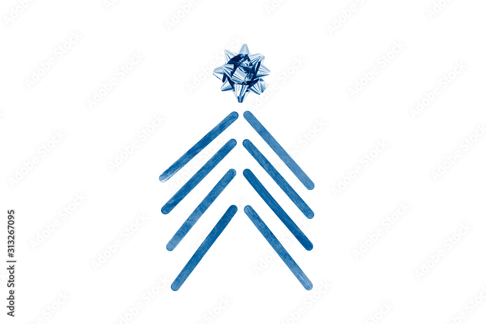Christmas tree made of wooden sticks. Classic blue Christmas tree made of wooden sticks. Classic blue