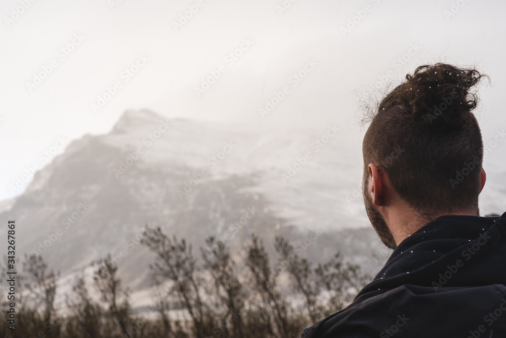 Man admiring the nature in Iceland