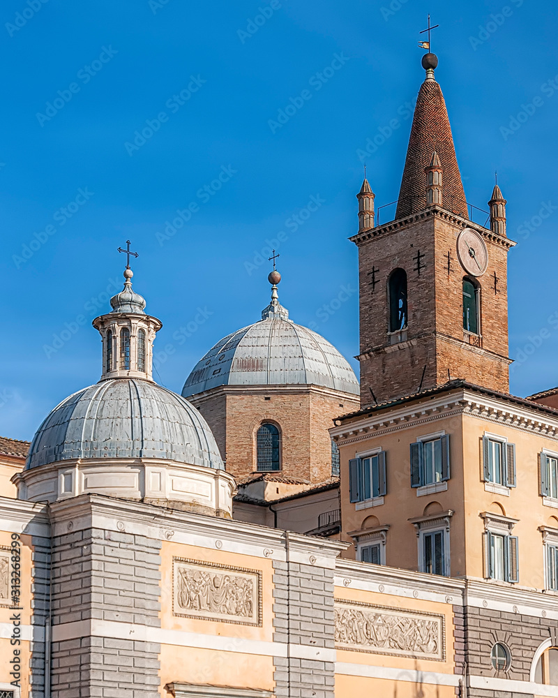 Rome Basilica Parrocchiale Santa Maria del Popolo Domes and Steeple