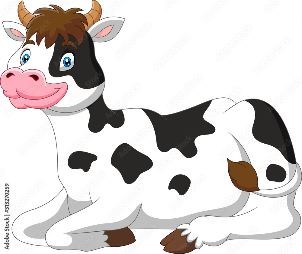 Cartoon funny cow a sitting Cartoon funny cow a sitting
