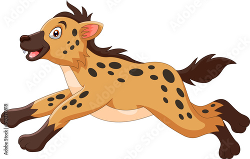 Cartoon funny hyena a running