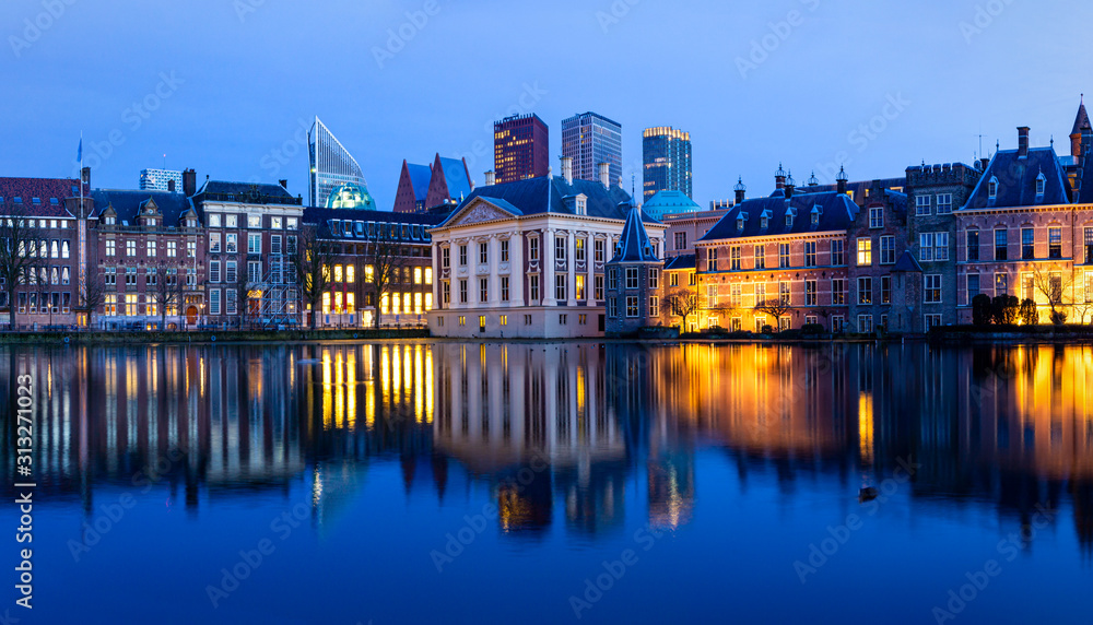 The Hague at night, Netherlands