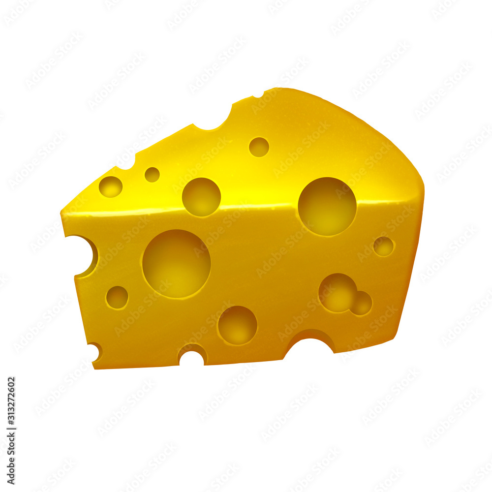 Piece of cheese with holes yellow cartoon icon illustration. Piece of cheese with holes yellow cartoon icon illustration.