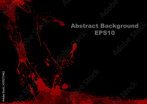 abstract vector splatter red color on black color design background. illustration vector design.
