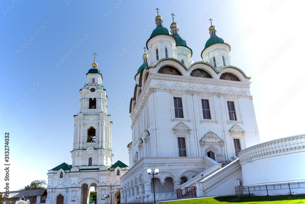 Assumption Cathedral and the bell tower of the Astrakhan Kremlin. Russia