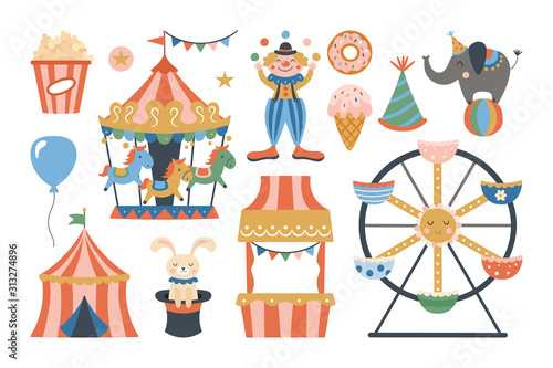 Cute amusement park or carnival elements design.