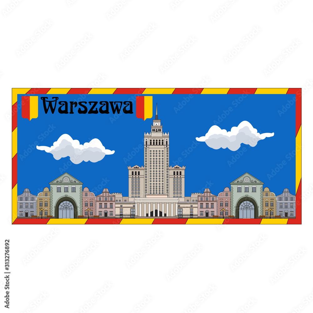Vector panorama urban Warszawa city