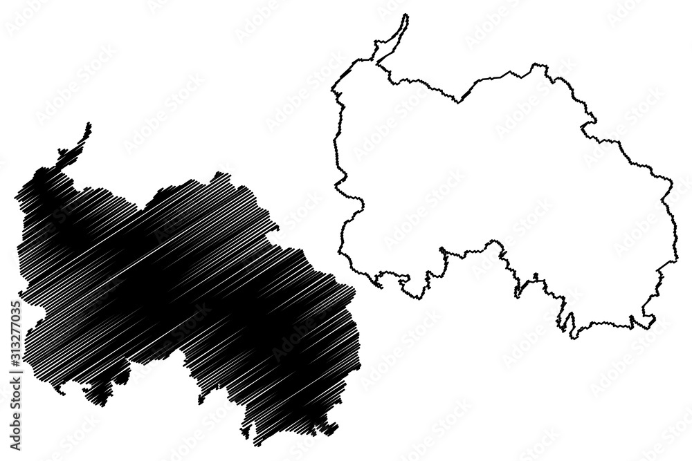 Republic of South Ossetia – the State of Alania (Republic of Georgia, Tskhinvali Region) map vector illustration, scribble sketch South Ossetian Autonomous Oblast map..
