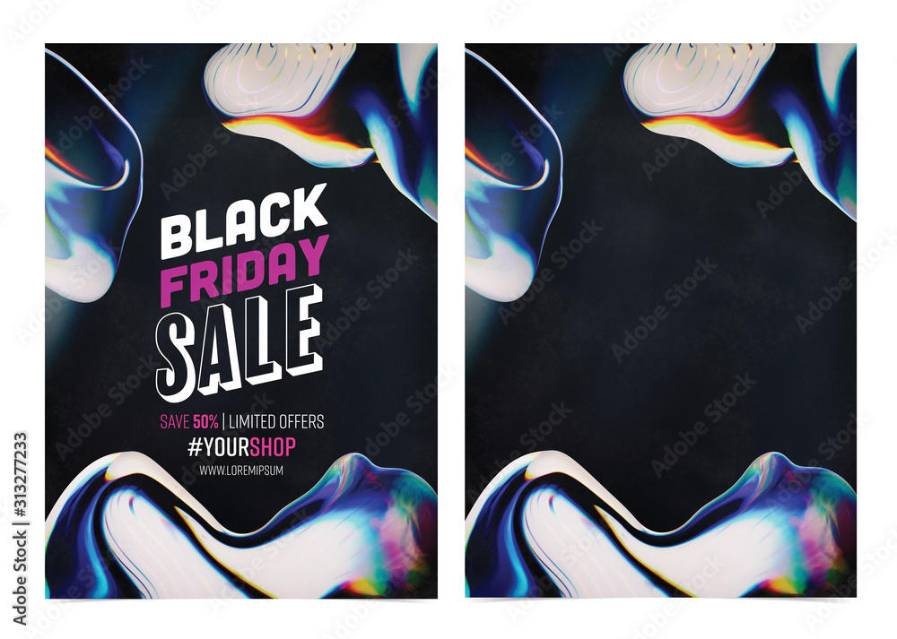 Obraz Black Friday Sale Typography flyer on Hyper-futurism background
