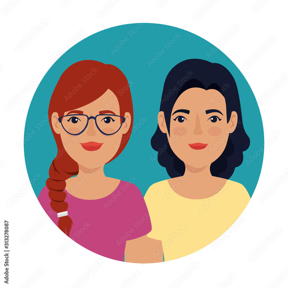 beautiful women in frame circular avatar character vector illustration design beautiful women in frame circular avatar character vector illustration design