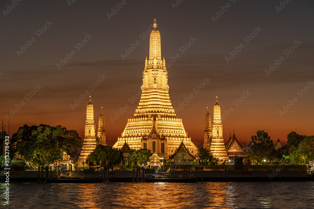 Wat Arun Ratchawararam, a Buddhist temple in Bangkok, Thailand.