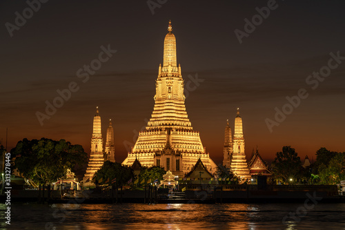 Wat Arun temple at twilight in Bangkok  Thailand.