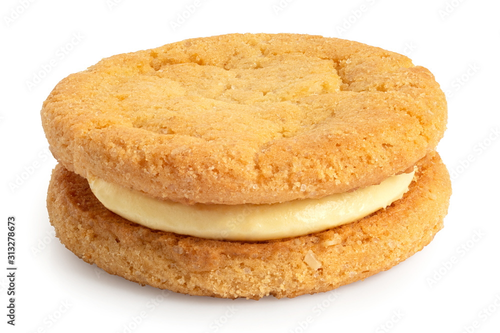 Crunchy cream oat biscuit with vanilla filling. Crunchy cream oat biscuit with vanilla filling.