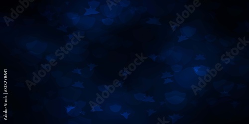 Dark Gray vector background with circles, stars. Abstract design in gradient style with bubbles, stars. Design for wallpaper, fabric makers.