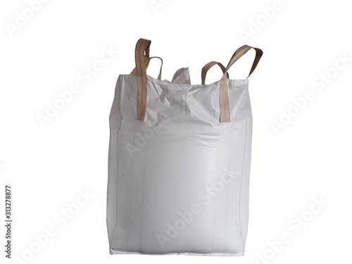 Stock Chemical fertilizer jumbo-bag on the White Background waiting for shipment.
