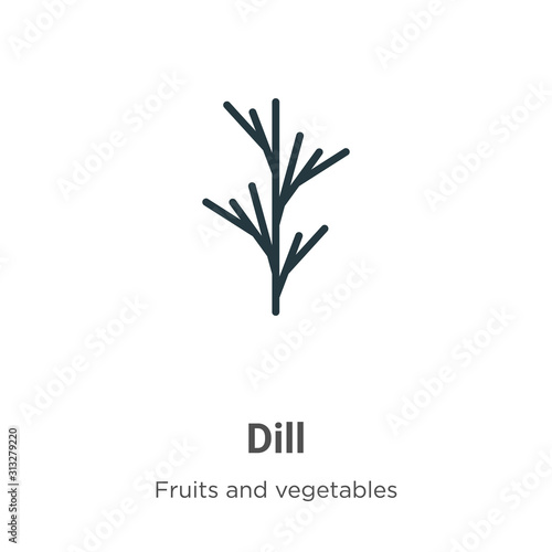 Dill glyph icon vector on white background. Flat vector dill icon symbol sign from modern fruits and vegetables collection for mobile concept and web apps design.