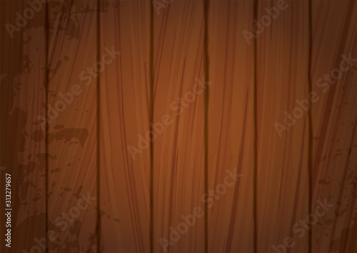 Arranged brown vertical wooden plank texture background. Vector.