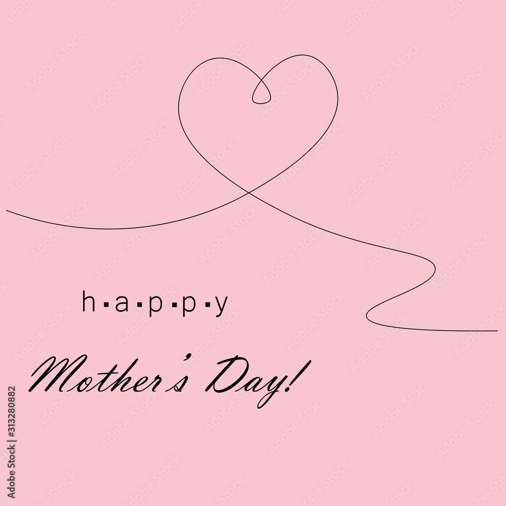Mother's day background with heart vector illustration