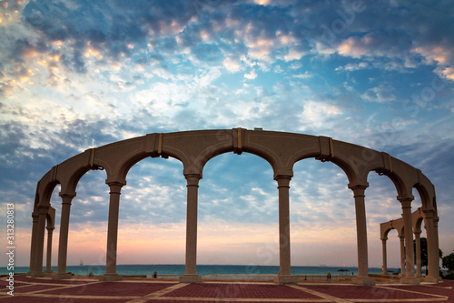 Morning view in Fanateer Beach - Al Jubail City,Saudi Arabia. photo
