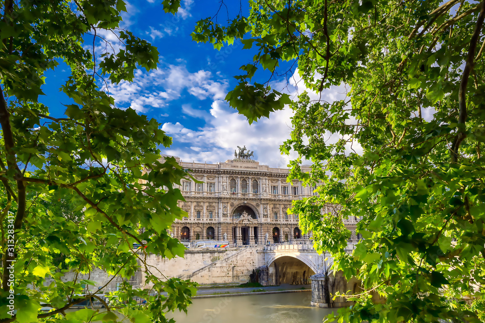 The Palace of Justice, the seat of the Supreme Court of Cassation and the Judicial Public Library, in Rome, Italy. The Palace of Justice, the seat of the Supreme Court of Cassation and the Judicial Public Library, in Rome, Italy.
