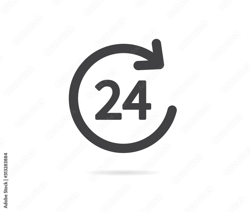 24 hours icon. Vector illustration. on white background 24 hours icon. Vector illustration. on white background