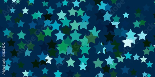 Light Blue, Green vector background with colorful stars. Modern geometric abstract illustration with stars. Best design for your ad, poster, banner.