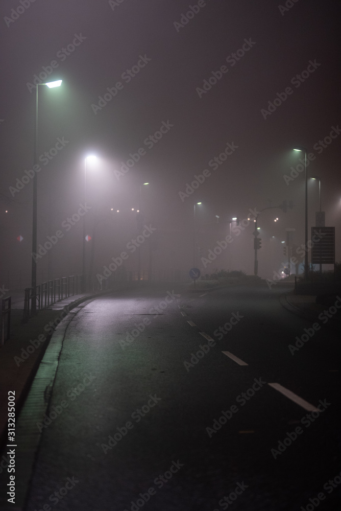 Straße, Alee im Nebel, Lichtstimmung