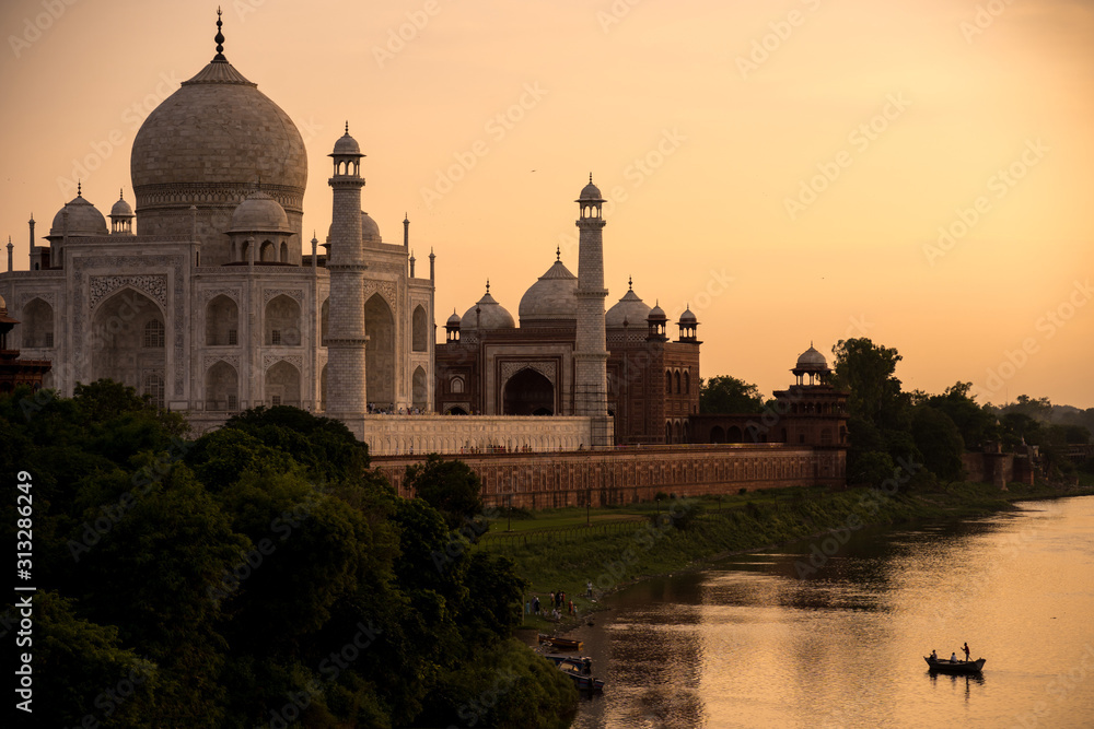 Taj Mahal during sunset, in Agra , Uttar Pradesh, India