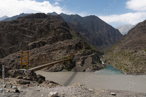 Bridge Along the Karakoram Highway in Northern Pakistan, taken in August 2019