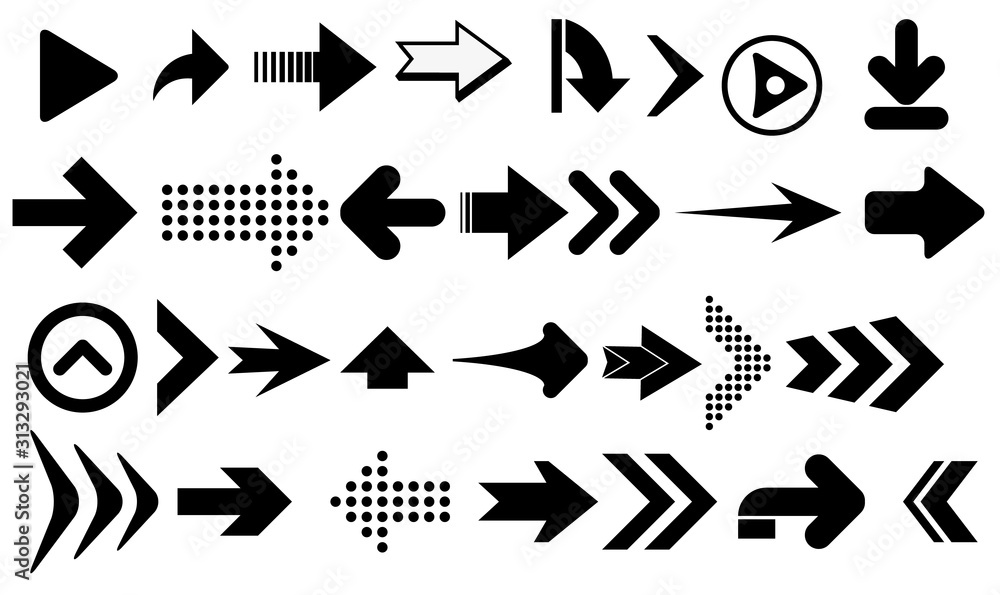 Set arrow icon. Collection different arrows sign. Modern simple arrows. Vector illustration Set arrow icon. Collection different arrows sign. Modern simple arrows. Vector illustration