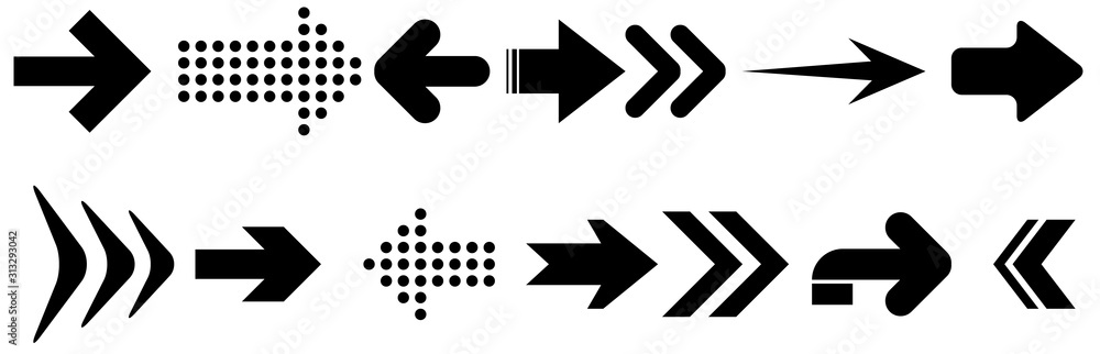 Arrows. vector design elements set. Arrows big black set icons. Arrow icon - obrazy, fototapety, plakaty 