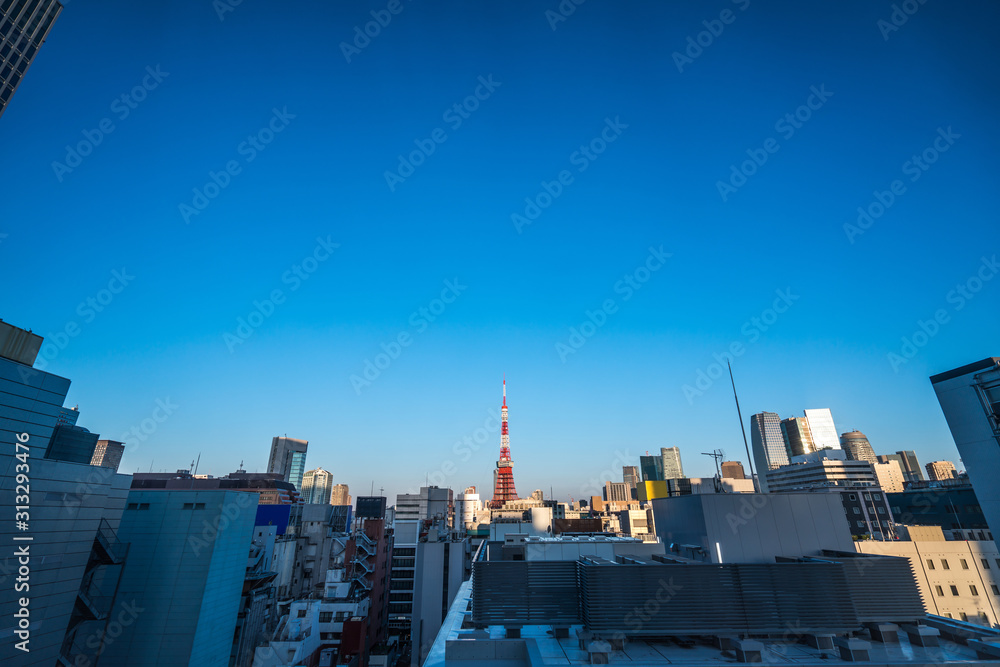 Asia business concept for real estate and corporate construction - panoramic urban city skyline aerial view under blue sky and sunny day in hamamatsucho, tokyo, Japan Asia business concept for real estate and corporate construction - panoramic urban city skyline aerial view under blue sky and sunny day in hamamatsucho, tokyo, Japan