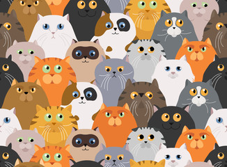 Acrylglasbilder Katzenmuster Cartoon Katzen mit verschiedenen Stimmungen  © a7880ss