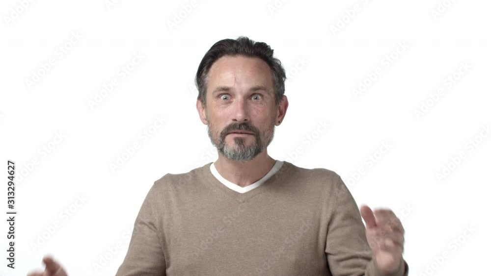 Slow-motion mad mature man with grey beard, father going angry, saying why and shaking hands outraged, feeling pissed-off, having quarrel, argument, standing bothered and dissappointed Slow-motion mad mature man with grey beard, father going angry, saying why and shaking hands outraged, feeling pissed-off, having quarrel, argument, standing bothered and dissappointed
