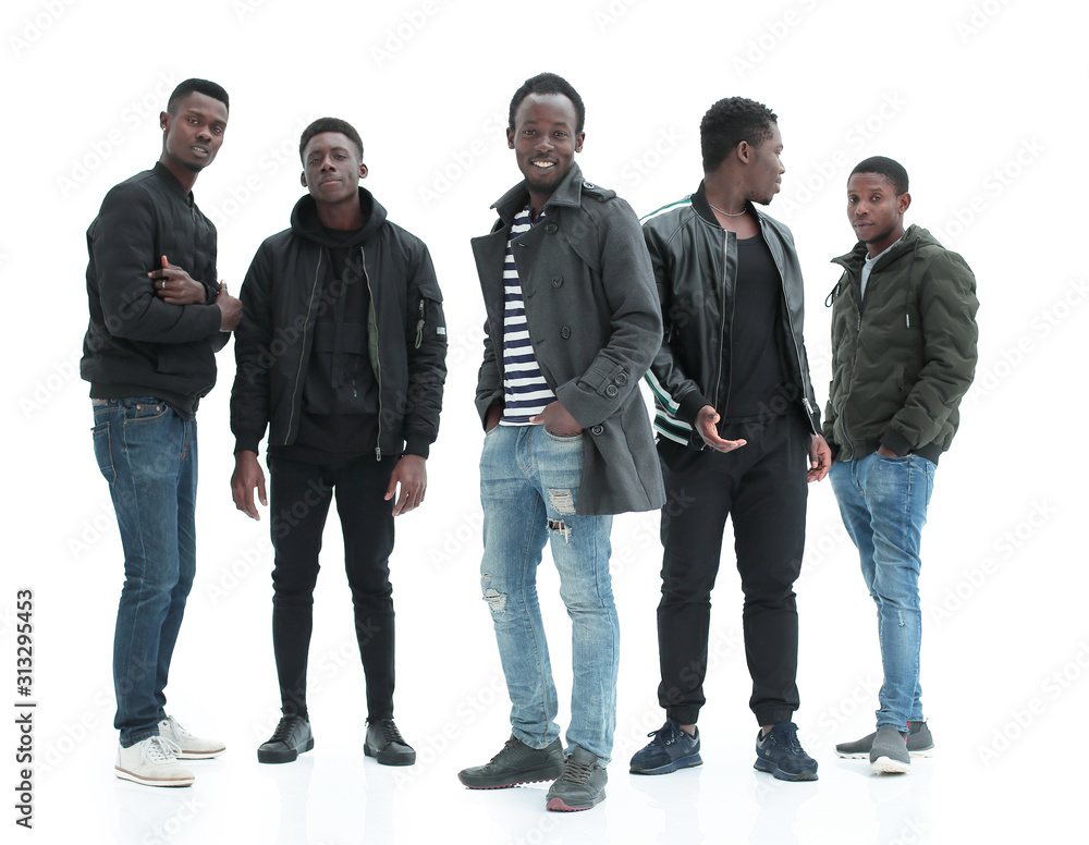 group of confident guys looking at the camera . isolated on white group of confident guys looking at the camera . isolated on white