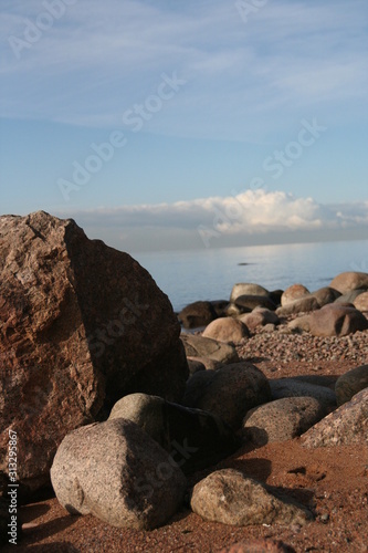 Boulders on the gulf of finland beach